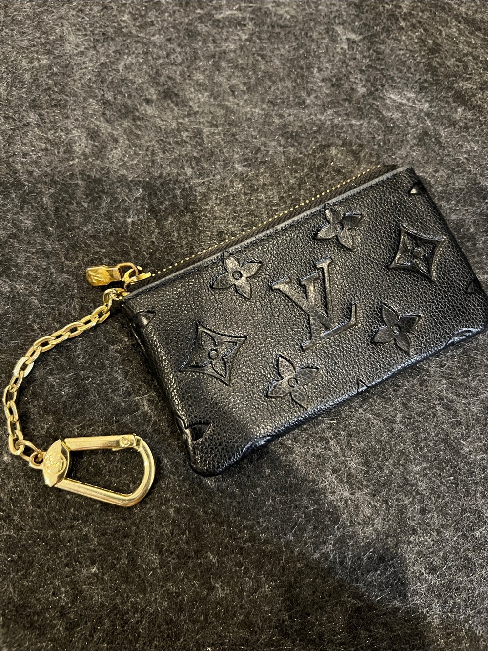 Louis Vuitton Black Monogram Empreinte Key Pouch with Gold Hardware